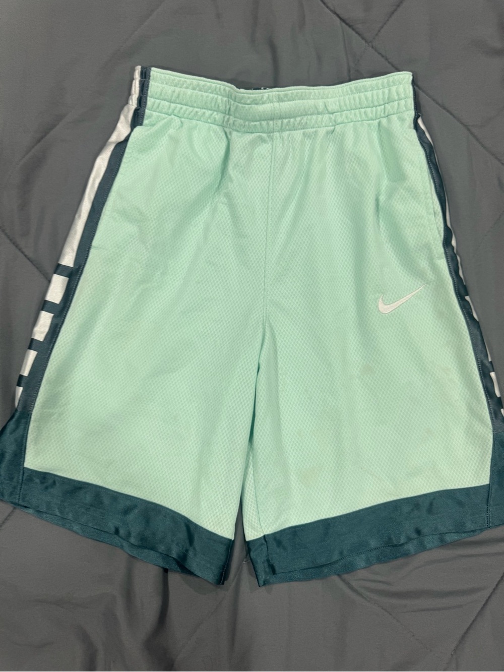 Nike Kids Mint Green Mesh Basketball Shorts with Teal Trim
